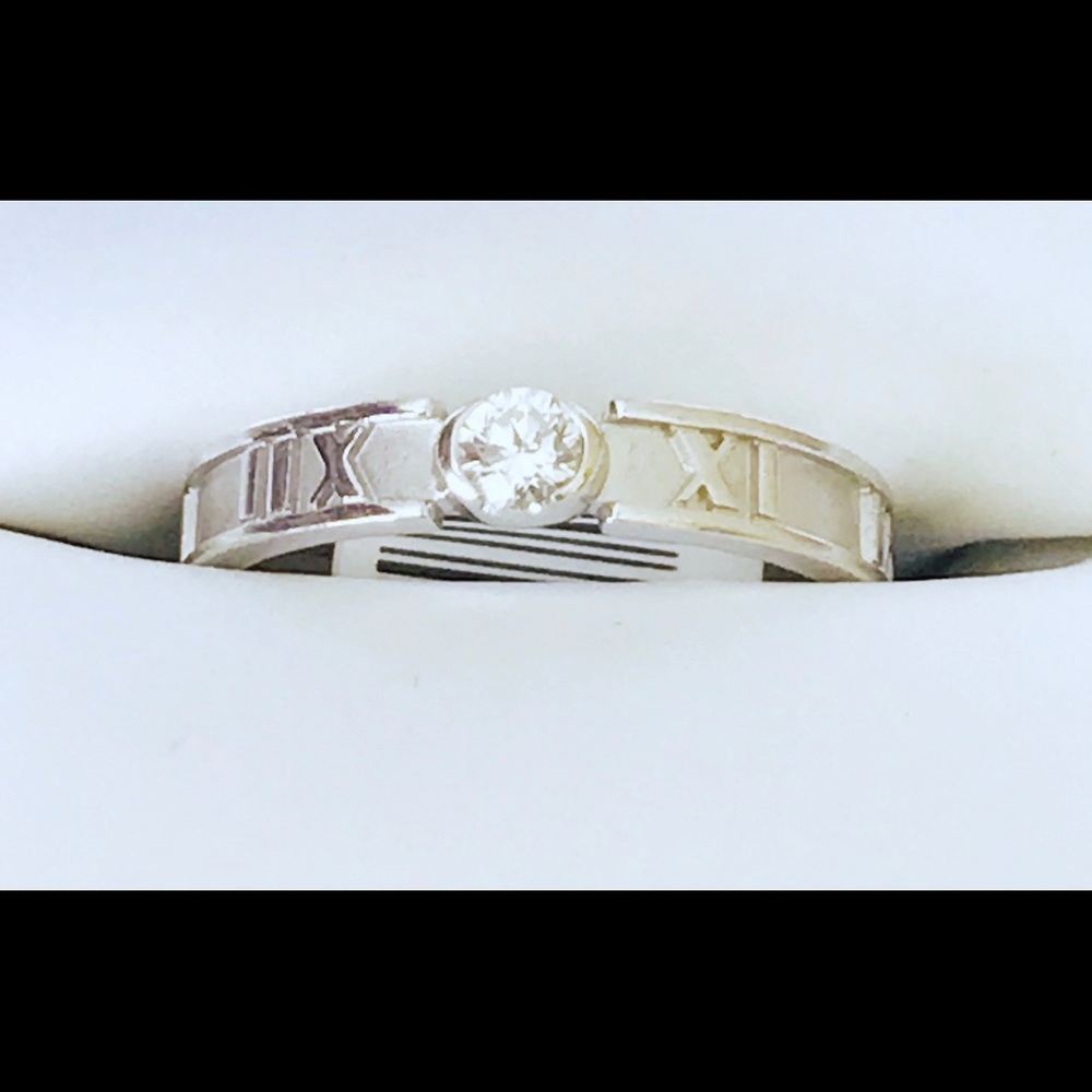 18k white Gold Tiffany’s Atlas Collection Diamond Engagement Ring.